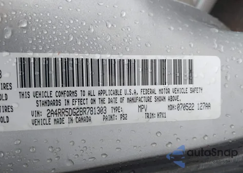 2011 Chrysler Town & Country Touring from USA, damaged, VIN 2A4RR5DG2BR781303